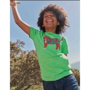 Mini Boden Kids Animal Printed Cotton T-Shirt in Aloe Green Tiger 11-12Y
